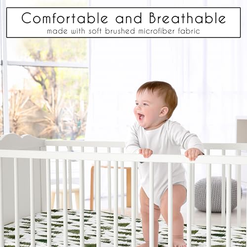 Image of Sweet Jojo Designs Baby Fitted Mini Crib Sheet (Green Woodland Tree) for Girls /Boys, Newborn /Infant Nursery, Play Yards, Portable Cribs (Gender Neutral, Nature, Pine Tree Forest, Woods, Christmas Fir)