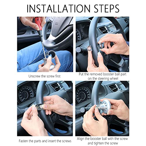 Universal Steering Wheel Knob - Free Up One Hand,More Comfor On Drives Wheel Accessories-With 360°Rotation Non-Slip Steering Wheel Booster Ball Steering Wheel Buddy (Black) #TOP6