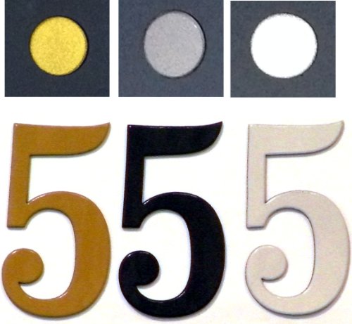 Fancy White Reflective Mailbox or House Number - 5 - Size 2" - (Select Size (2"- 6") and Digit (0-9) Below) - Thick, Die-Cut Exterior Grade Gasket-Like PVC - not Metal or Rigid Plastic - Thumbnail 2