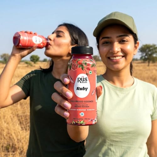 Image of Rus Organic Ruby Juice | Pomegranate Fruit + Kokum Juice Without Sugar | Pack of 4 (250ml Each) | Natural, No Added Preservative | Cold Pressed | Immunity Support