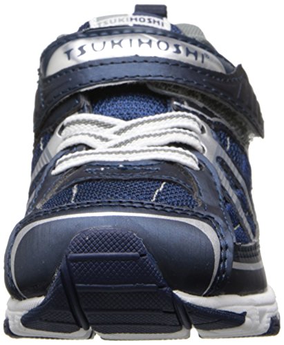 Tsukihoshi 3570 Storm Strap-Closure Machine-Washable Child Sneaker Shoe With Wide Toe Box And Slip-Resistant, Non-Marking Outsole - Navy/Silver, 11 Little Kid (4-8 Years) #TOP1