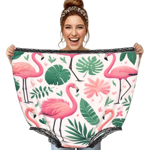 Culotte surdimensionnée noir motif feuilles tropicales et flamant rose cadeau gag