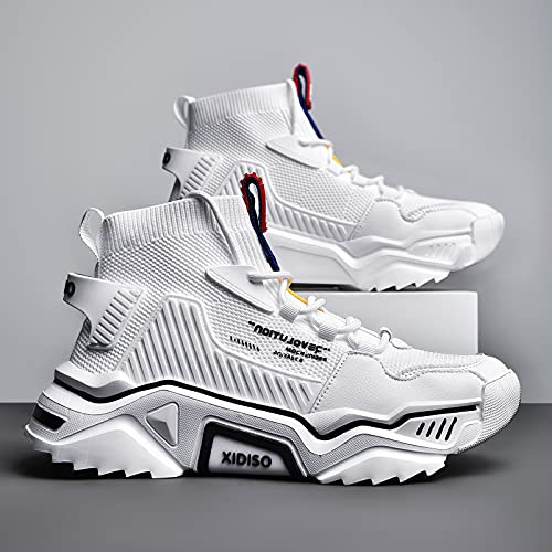 Image of SANNAX Fashion Shoes for Mens High Top Casual Walking Shoes Non Slip Breathable Mesh Lightweight Sneakers