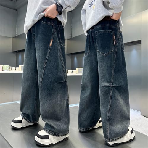 Kids Boys Retro Cargo Jeans Baggy Wide Leg Streetwear Denim Pants Outdoor Casual Straight Flare Jeans Trousers Bottom3