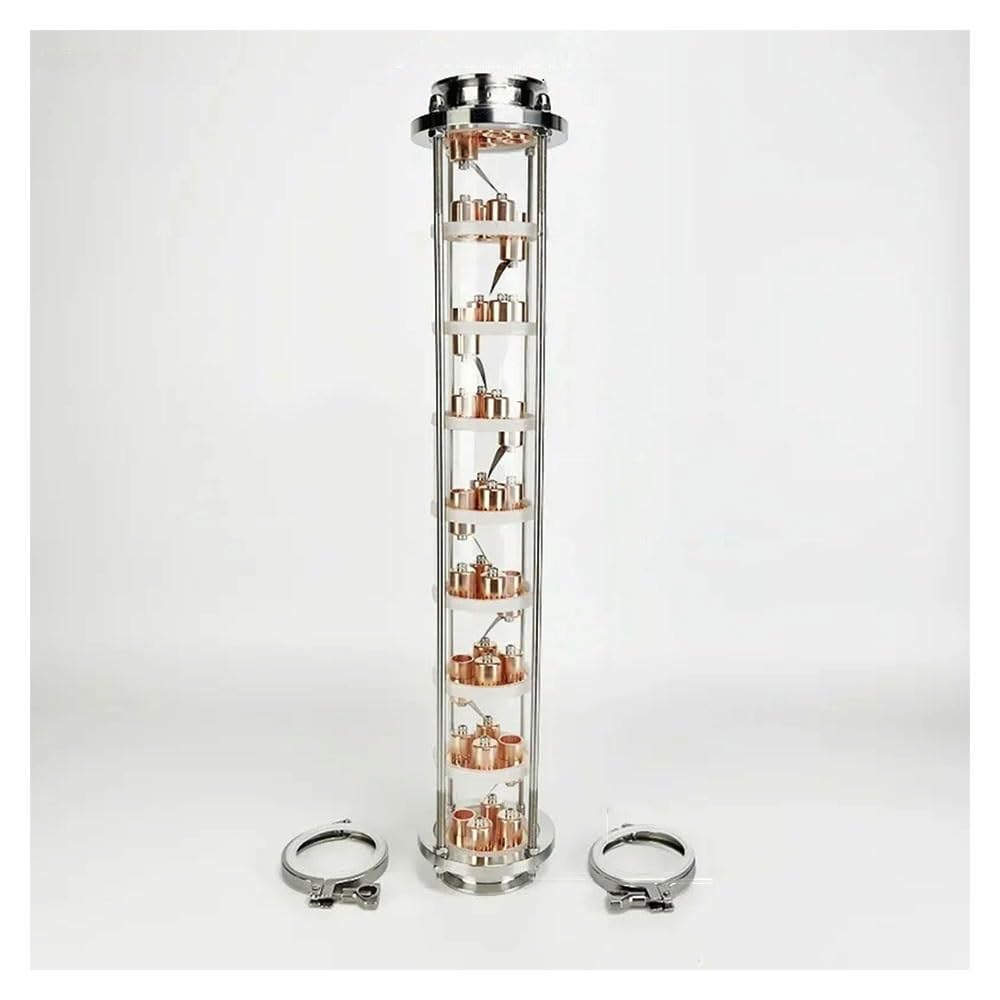 Ensemble De Colonnes De Distillation, Colonne De Distillation De 3"(76 Mm) avec 9 Plaques À Bulles en Cuivre for La Distillation, Colonne De Rectification en Verre De Haute Qualité À 9 Couches(Set 6)
