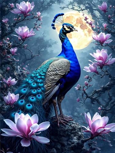 Pintar por Numeros Adultos Orquídea de jade de pavo real, DIY...