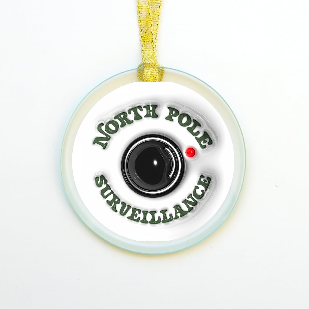 North Pole Surveillance Ceramic Christmas Ornament with