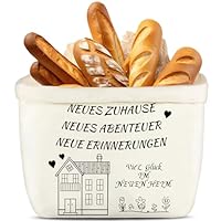 Gebrazy Brotkorb Stoff - Einzugsgeschenke Wohnung, Geschenk Zum Einzug Geschenkidee, Nachhaltiger Brötchenkorb Modern aus Stoff für Frühstück, Brunchen & Feiertage (Weiß) (Haus + Blume)