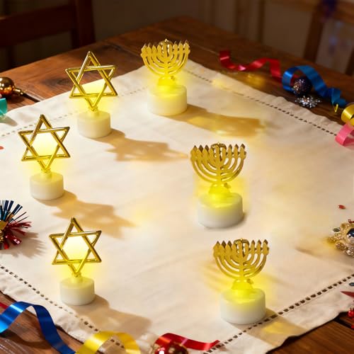 Velas LED doradas de Hanukkah sin llama ni manchas de cera 4