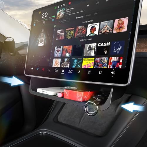ShowEv for Tesla Model 3 Model Y Under Screen Storage Organizer Tray Shelf,Over Center Console Display for Tesla Model Y/3 Interior Accessories (Upgrade)