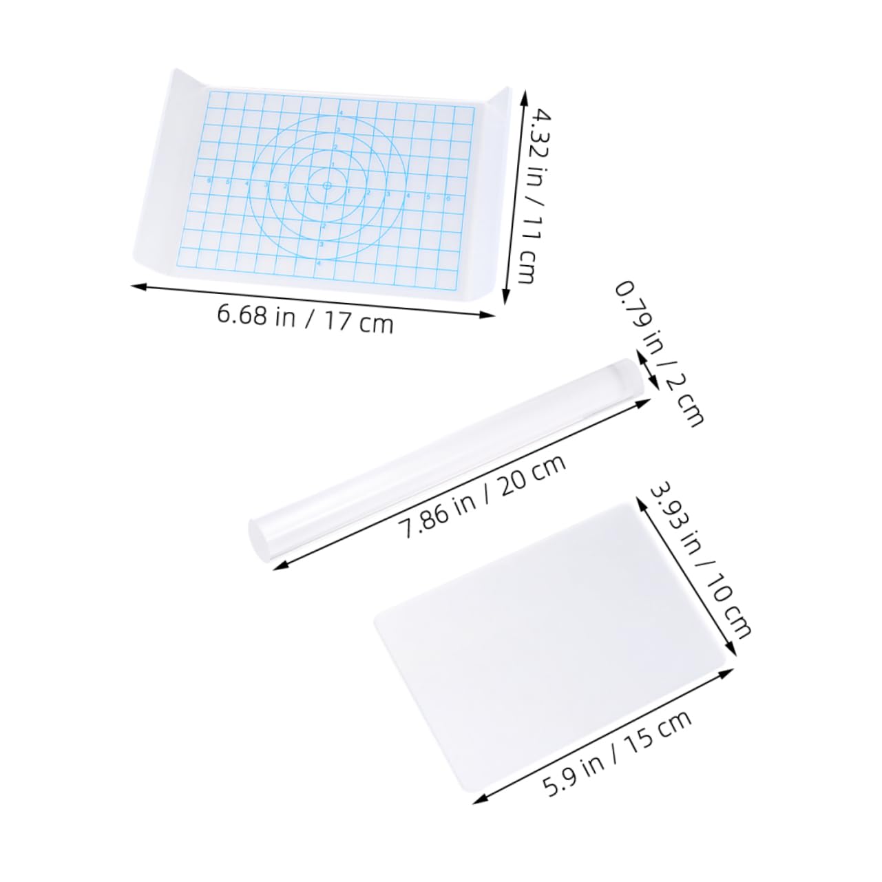 AUTSUPPL 3-pc Set Acrylic Clay Rolling Board Manual Clay Roller for DIY Pottery Tools