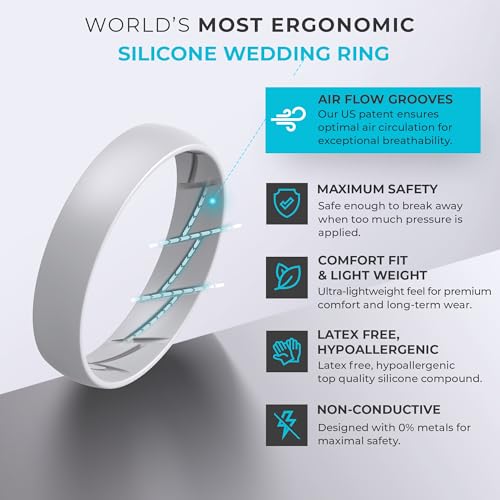 Image of ThunderFit Silicone Rings for Him and Her, Rubber Engagement Bands Unisex - 1 /4 /5 /7 /8 Variety Multipack