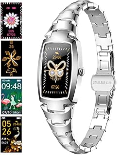 DREAMWIN Smart Watch for Women, Waterproof Fitness with 24h Heart Rate Blood Pressure Oxygen Sleep Monitor Message Notification Sport Pedometer Smartwatch Bracelet iOS Android Phones(Silver)