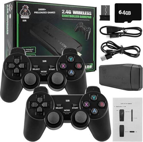 Image of SSR Wireless Video Games for TV | 2025 New TV Gaming System | Plug & Play Video Game 4K Ultra HD Game Stick with 20,000+ Built-in Games, 9 Emulators & Wireless 2 Controllers