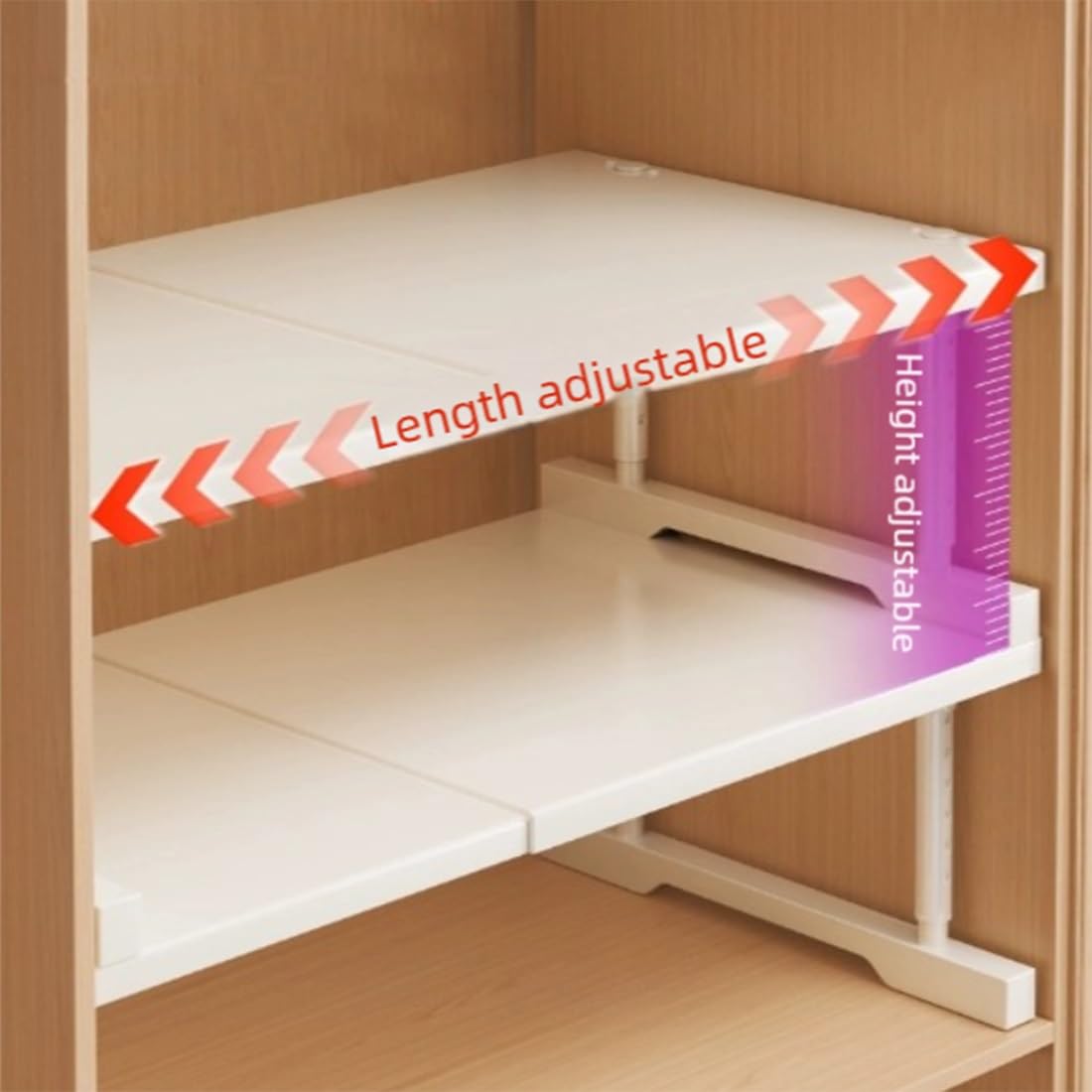 Mensola Estensibile per Armadio, Scaffale Telescopico Estensibile per Armadio,Ripiano Salvaspazio Cucina,Acciaio Al Carbonio Scaffale Portaoggetti Espandibile(White:L50-85cm,W42cm-H35-50cm)