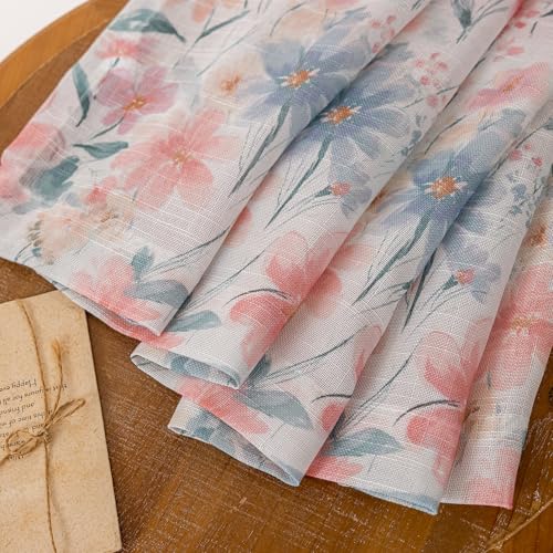 Image of SUOUO Vintage Watercolor Floral Semi Sheer Curtains 96 Inches 2 Panels