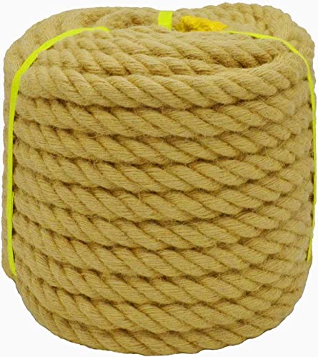 Jalunth Cuerda Rollo de Yute Gruesa Natural Cuerda Cáñamo Sisal para Jardín Colgar Fotos Rascador Gatos Manualidades Floristería Decoración Barcos Bricolaje 6.5 14 20 26 32 39 51mm/15 30m Marrón Cover