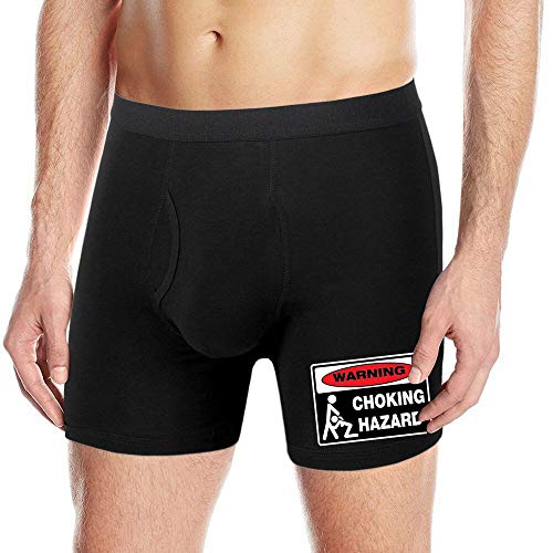 Lovedusts Men's Underwear Boxers Briefs - Chocking Hazard Warning (Black, Large)