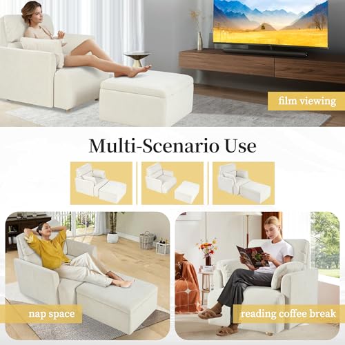 Sillón Plegable Terciopelo Beige miniatura 7