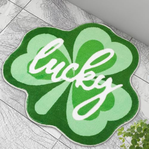 Amazon.com: FEBSNOW St. Patrick Shamrock Bathroom Rug, Lucky Shamrocks ...