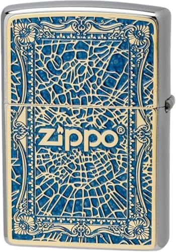 Encendedor Zippo Oil Brass Cruz Doble Azul miniatura 4
