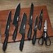 HUNTER.DUAL Knife Set, 8-Piece Kitchen Knife Set for Chef, Sharp Knife Set with Universal Knife Block, Anti-Rust Kitchen Knife Block Set, Ergonomical Design (Black)