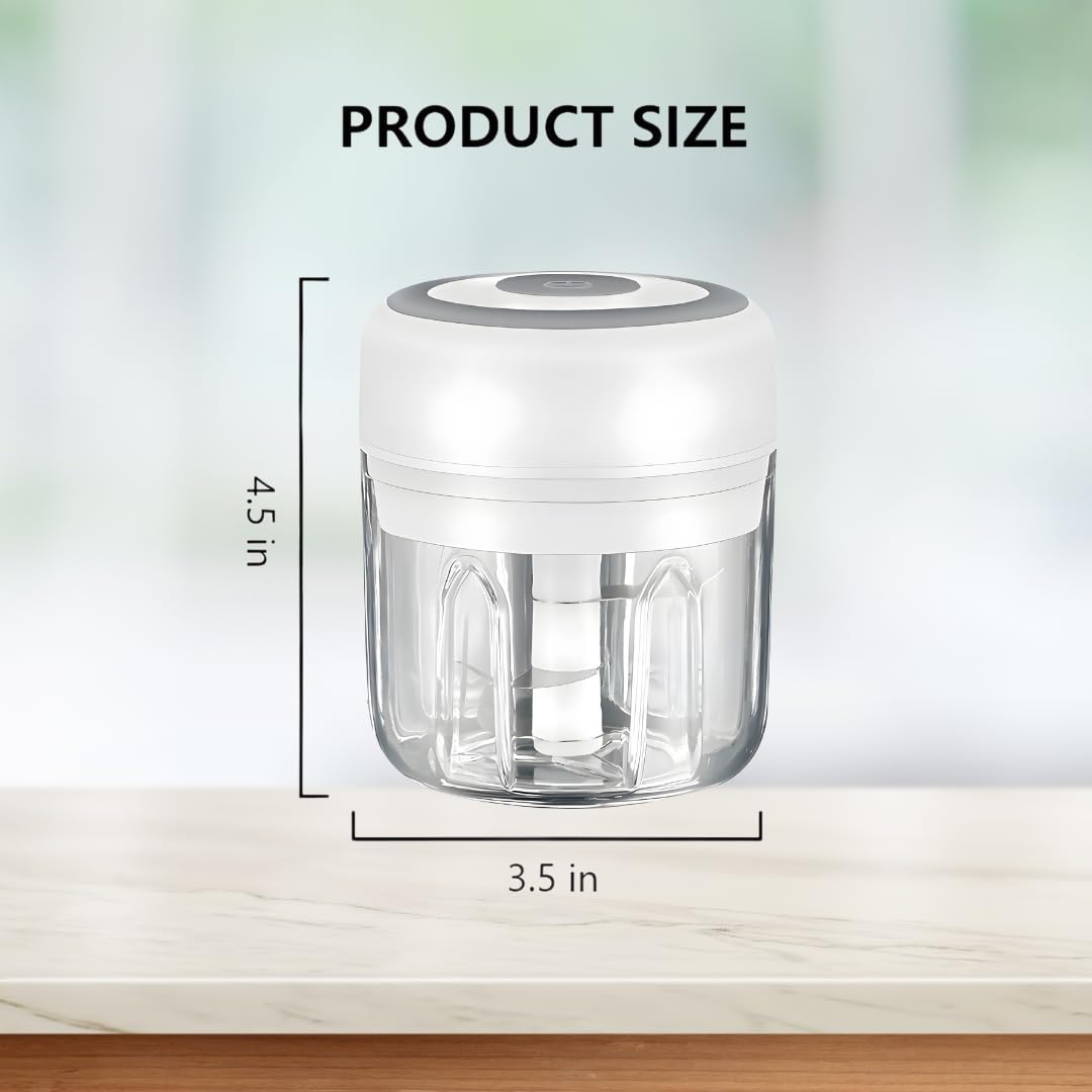 Mini procesador eléctrico de alimentos y picador de ajo, 8.5 fl oz, carga USB, 3 cuchillas, perfecto para picar verduras, pimienta, cebolla, ajo, jengibre, especias, carne, comida para bebés y más 3