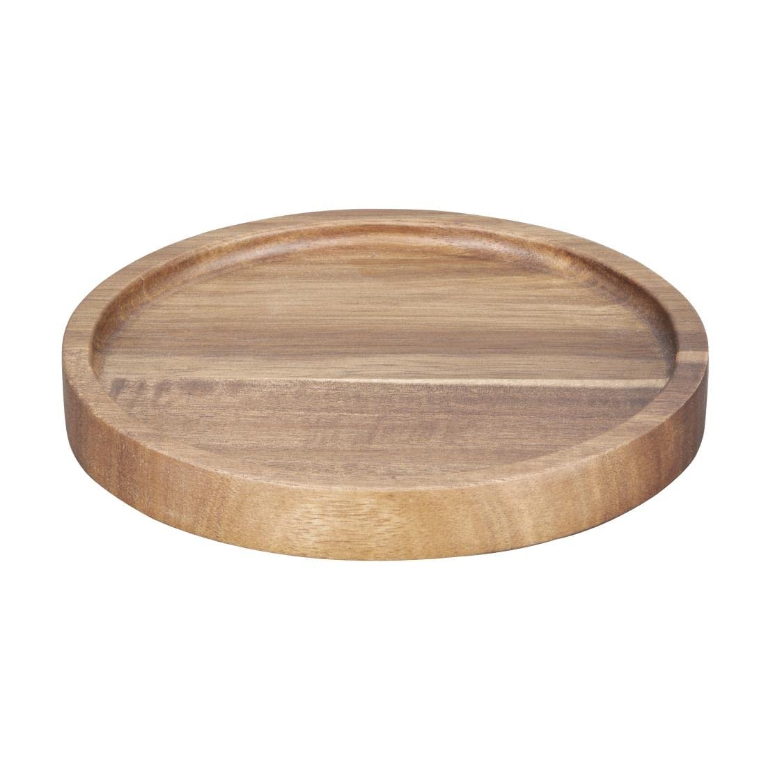 Olympia Acacia Wood Round Plates 150mm - Heavy Duty, Durable, Easy Clean, Stylish Hotel Restaurant Café Bar Bistro Food Dining Serving Platter