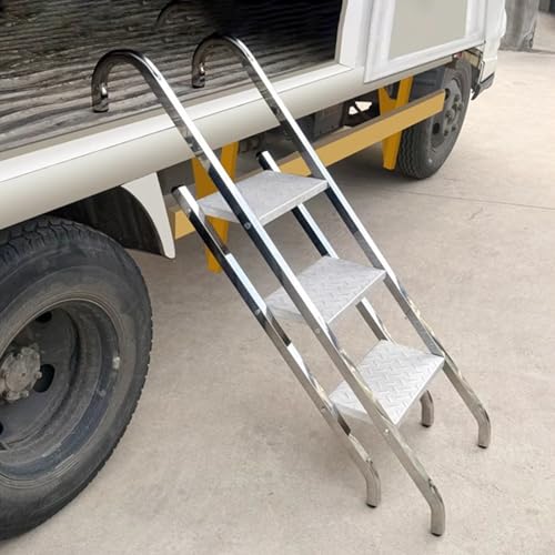 Escalera de escalada portátil con peldaños antideslizantes y gancho, fácil acceso para camiones, furgonetas y remolques