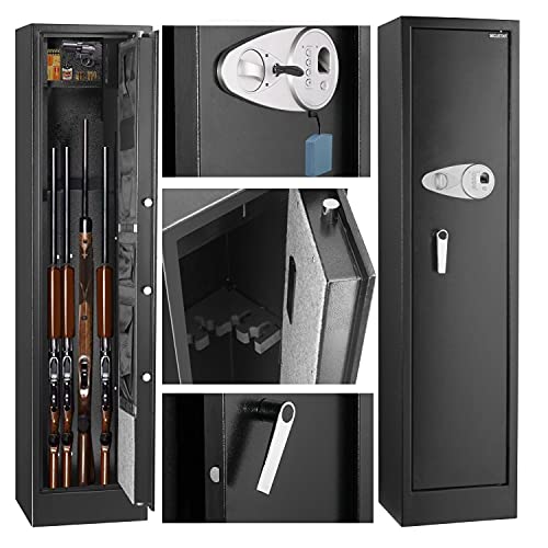 Gun safe for rifles and pistols fingerprint quick access, SECUSTAR 5-7 Gun storage Metal Security Cabinet ,Biometric gun safe with silent mode,caja fuerte para dinero