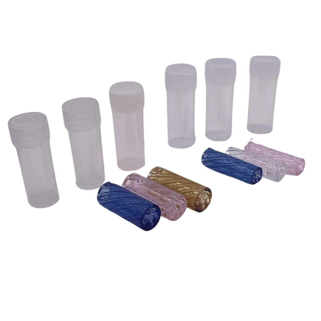 Glas-Filterspitzen, gedrehtes Glas, 7 Löcher, 12 mm und 9 mm x 30 mm, leicht zu reinigen, Blau, transparent, Rosa, Gold, 6 Stück