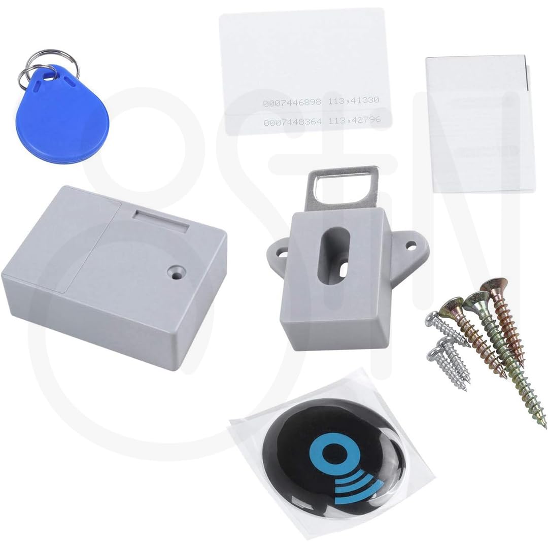 Ostin Smart Electronic Cabinet Lock, DIY Invisible RFID Hidden Cabinet Door Lock, Card/Card Sensor Drawer Lock, Radio RF ID Hidden Cabinet Door Lock 2