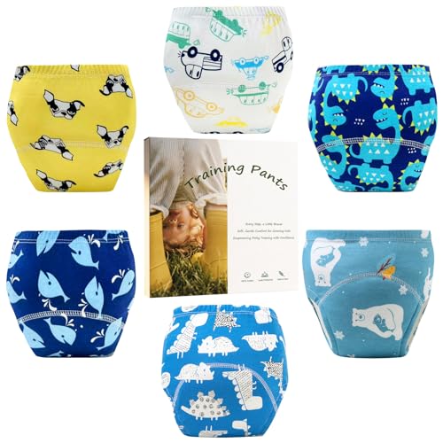 Upairy Training Pants for Boys Girls Toddler Potty Training Underwear Leakproof Reusable Kid Confident Panties Childrens Potty Underwear 100% Cotton for 2T-6T(6PCS S)