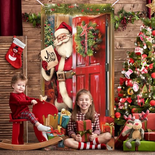 DIYASY Capa de porta de Natal, capas de porta da frente, decorações de parede natalinas, faixa de fu