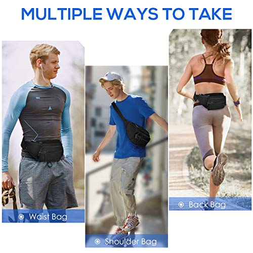 Noola Fanny Pack Large Waist Bag Pack For Men Women Hip Bum Bag With Water Bottle Holder Adjustable Strap Suitable For Outdoors Workout Traveling Hiking Cycling Dog Walking Black #TOP5