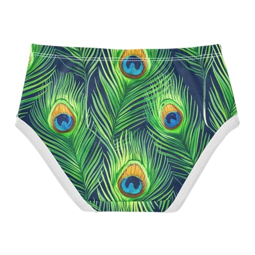 Toddler Underwear Floral 2t Cotton Cute Panties Girl Fun Briefs Underpants Green Peacock Feathers Blue2