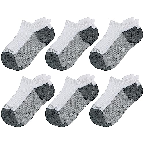 Sunew 6 Pairs Boys Girls Ankle Socks for Kids 4-6 Years Running Jumping or Playing-97 Polyester 3 Spandex Comfortable Athletic Low Cut Sock Pack Wicks Moisture Fashionable Grey 2-5 Years