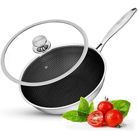 INTIGNIS Wok con Tapa Antiadherente de Acero Inoxidable de 30 cm Cover