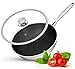 Wok Induction, Anti-rayures, Acier inoxydable sans PFOA, Couvercle en verre résistant au four, Poêle wok 30cm Large, Pour toutes les plaques électriques, gaz, céramique