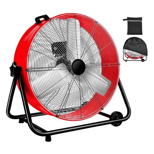 WARMLREC Industrial Fan 24 Inch Heavy Duty Drum 3 Speed 8800 CFM Air Circulation High Velocity Fan For Warehouse, Workshop, Factory, Commercial, Residential and Greenhouse Red