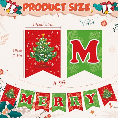 Image of OHOME Christmas Party Decorations - Merry Christmas Banner | CHRISTMAS Decorations for Indoor Outdoor - Xmas Backdrop Garland for Outside | Hanging Party Favors Supplies for Birthday