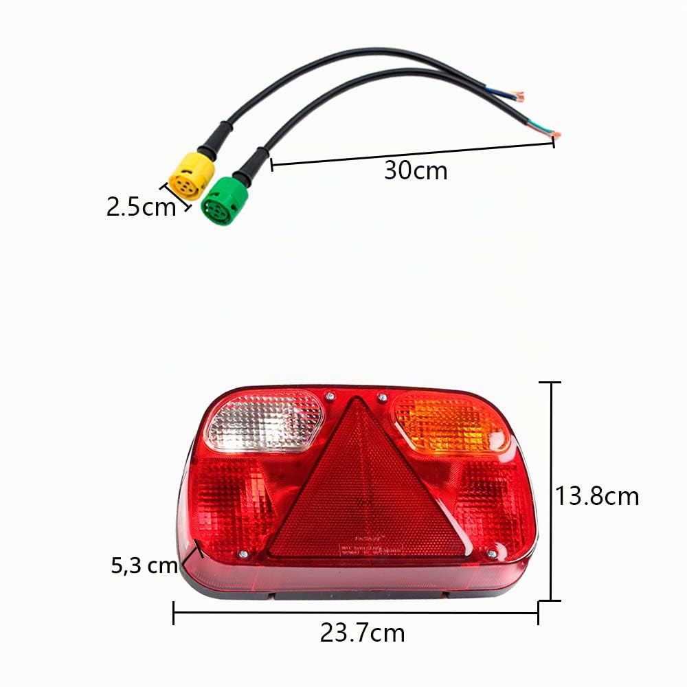 2PCS Kit Feu Arrière Remorque, 12V Feux Arriere Remorque De Lumière, Avec 2pcs Long de 30cm Câble de Prise de 5 Broches, Convient Pour RV/Camions/Caravanes/Voiture/Feux Arrière (1 Paire)