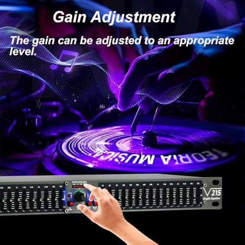 Ecualizador Estéreo Dual de 15 Bandas, Controlador Digital de Efectos de Audio, Ajuste de Ganancia, Botón de Encendido/Apagado Independiente por Canal, para Salas KTV y Home Theater miniatura 3