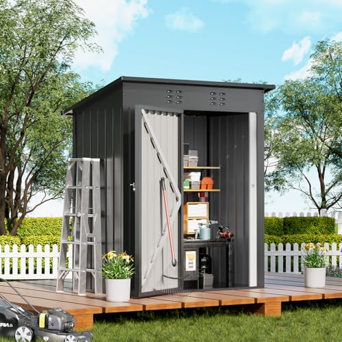 COMHOMA Shed Outdoor Storage Shed Metal,Lockable Doors Tool Sheds with Sloping Roof,Steel Garden...