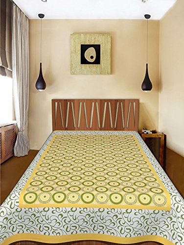 Indian Royal Fashion 100% Pure Cotton Yellow Colour 1 Single BedSheet Without Pillow Covers (Size :-60X90 Inches 152x229 cm)