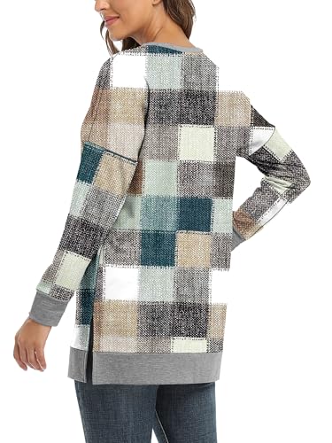 BETTE BOUTIK Women's Drop Long Sleeve Sweatshirts Casual Crewneck Tunic Tops Sweartshirts With Side Slits S-3XL