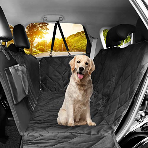 LOETAD Coprisedile per Cani Auto Coprisedile Telo per Cani Auto Copertura Impermeabile Anti-scivolo con Finestrella a Maglie Visibile Tasca Portaoggetti per Sedile Posteriore Auto Universale