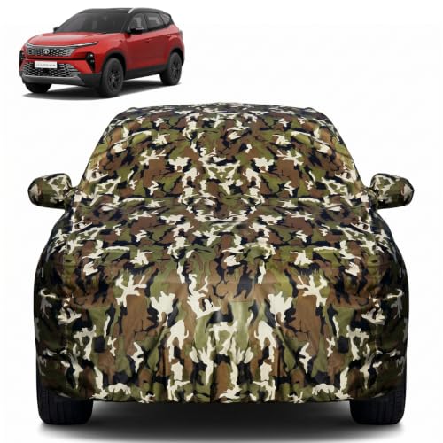 Image of Pivalo Car Body Cover for Tata Harrier All Model & Years (2019-2026) 100% Waterproof with Mirror Pockets, Triple Stitched Dustproof Heat Resistant UV Protection (Military /Jungle /Camouflage)