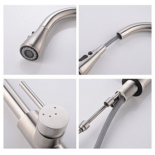 Pull-out lavabo, grifo de cocina de acero inoxidable 304 plato de agua fría y caliente, lavabo, fregadero manguera lavable, estirando la cabeza, ducha, dos marchas, el trefilado.