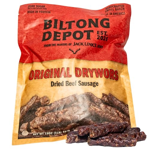 Biltong Depot Original Drywors - 1lb (16oz) | Air-Dried Beef Snack Sticks | High Protein | Keto & Paleo Friendly | Zero Sugar | Gluten Free | No Artificial Preservatives | No MSG